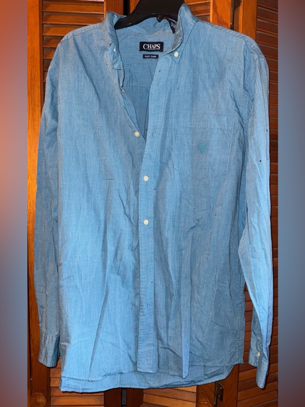Chaps Light Blue Long Sleeve Button-Down Shirt Size XL Mens